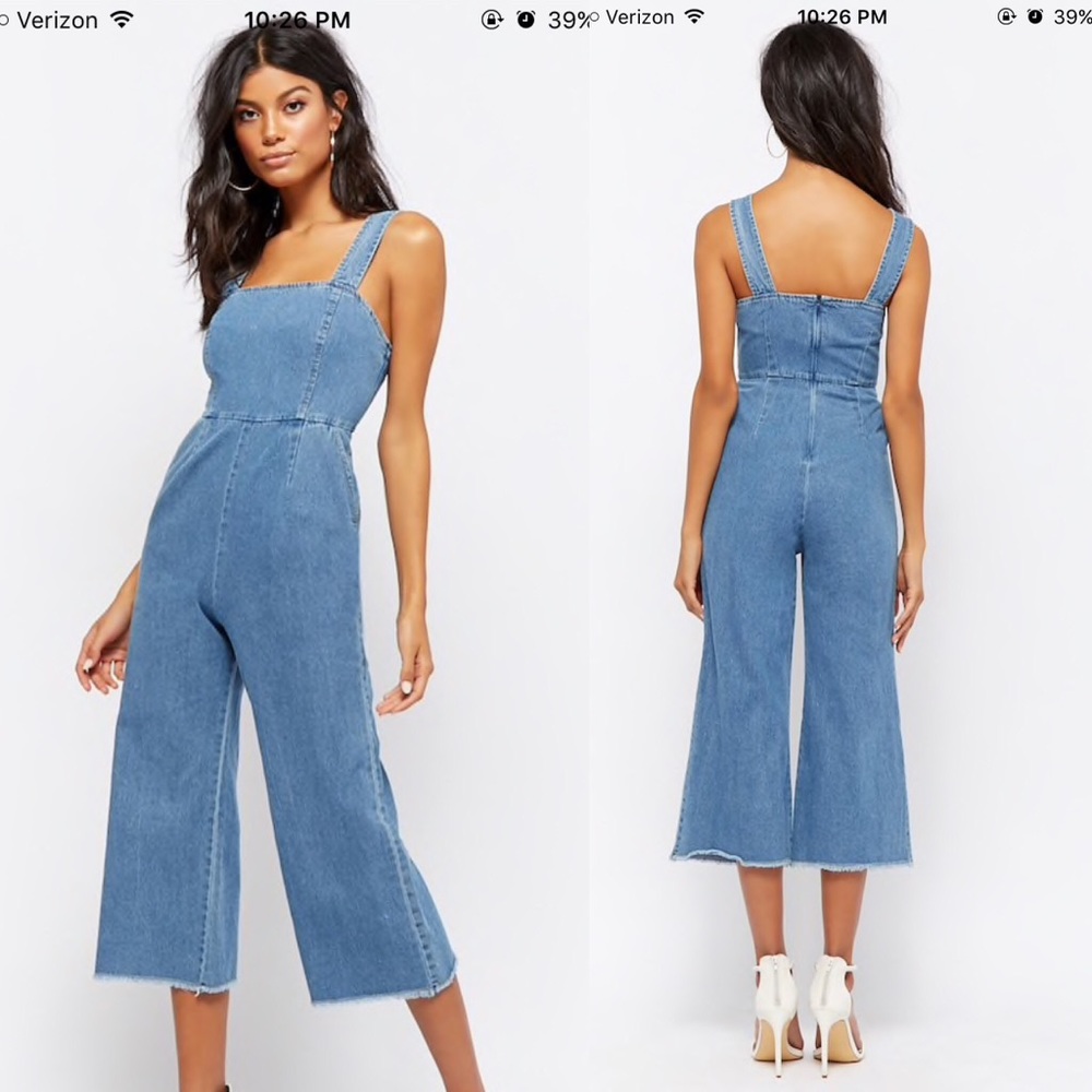 NWT Frayed Denim Jumpsuit